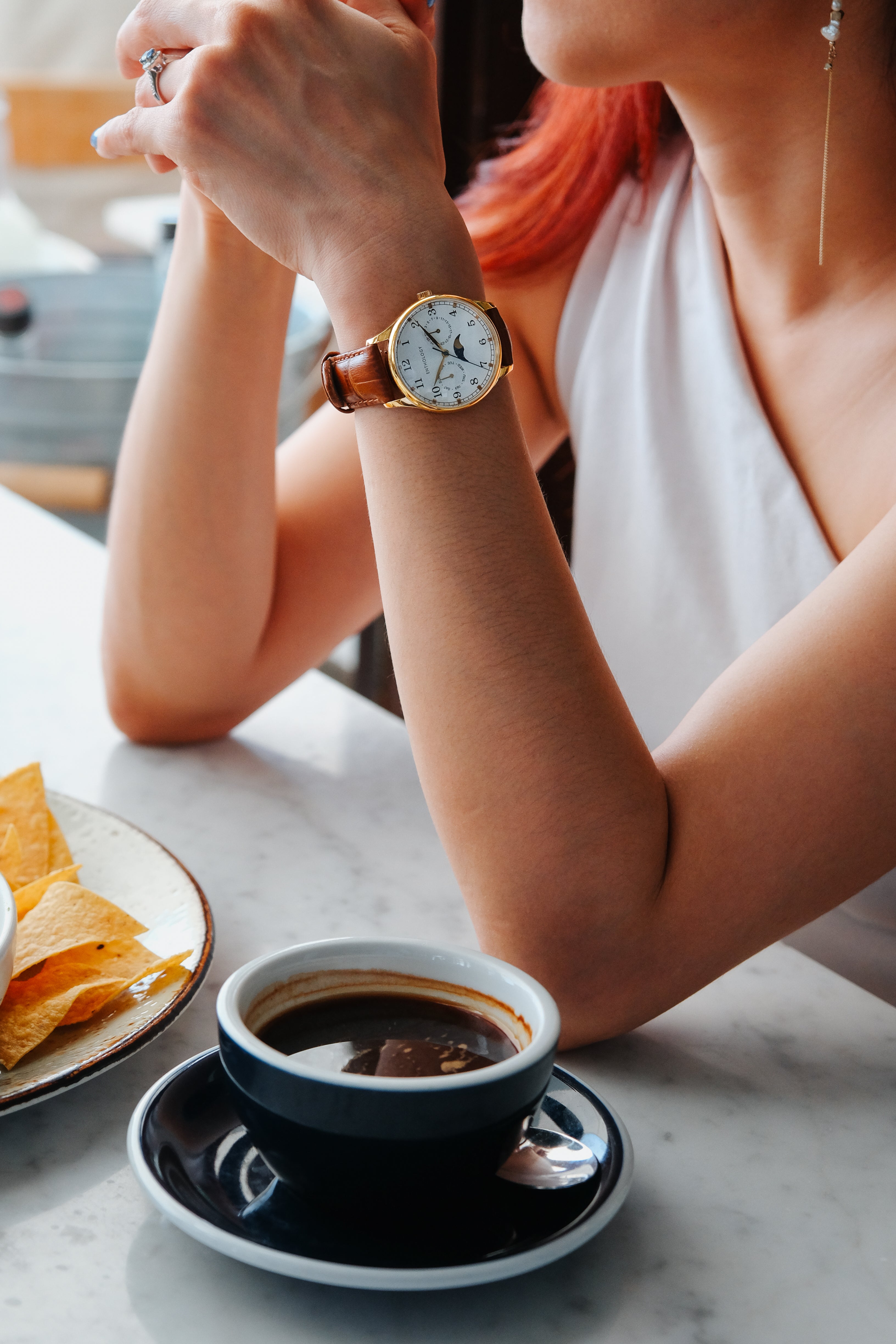 Jacqueline cedar cheap leather watch