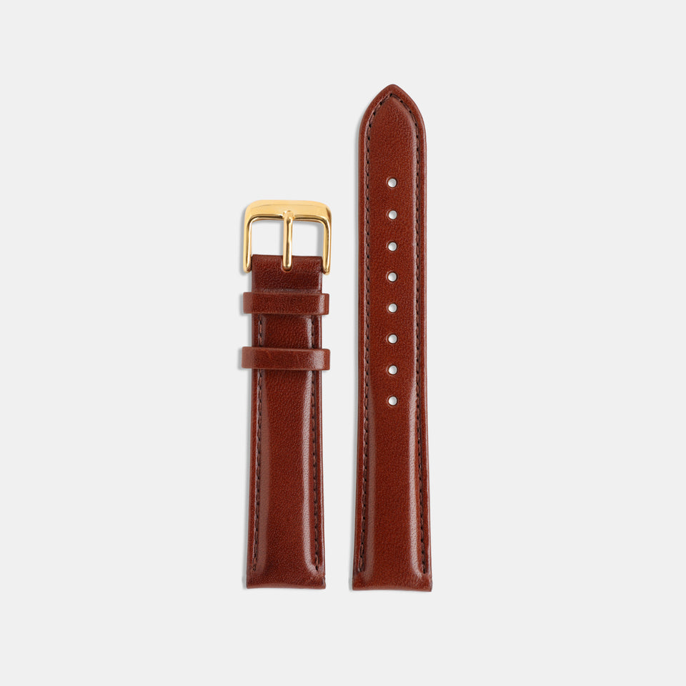 Brown Vegetable Tanned Leather Strap / Gold